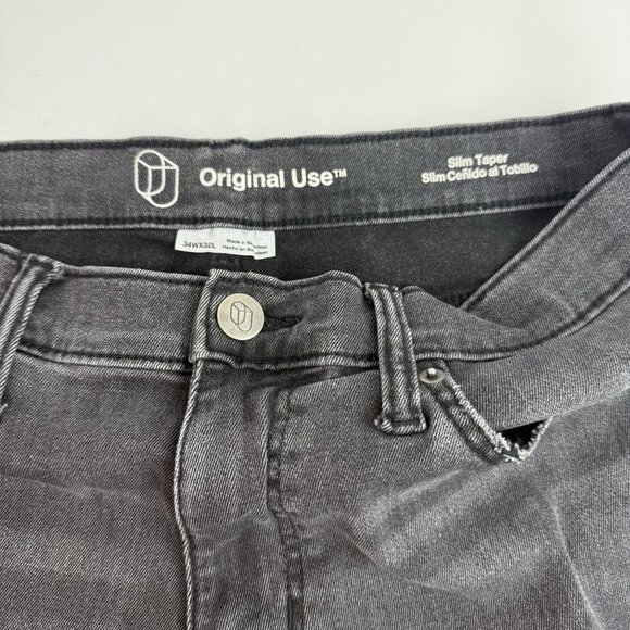 Original Use Mens 34x32 Black Slim Taper Distressed Denim Jeans - Picture 5 of 8